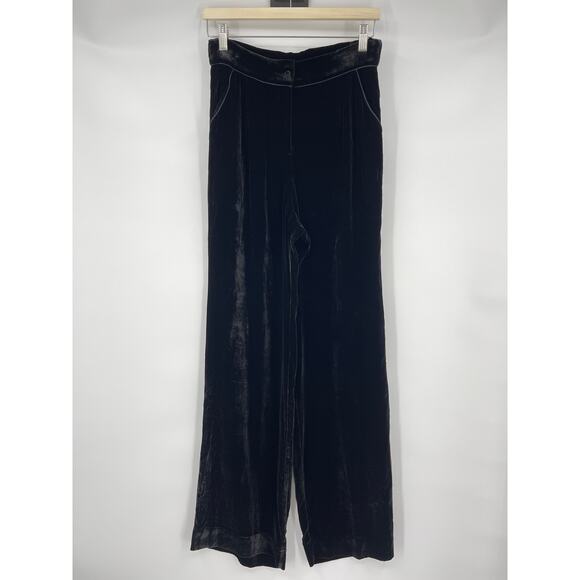 Sleeping with Jacques | Dinner Party Silk Velvet Wide Leg Pants in Black 1 / S - Picture 4 of 15